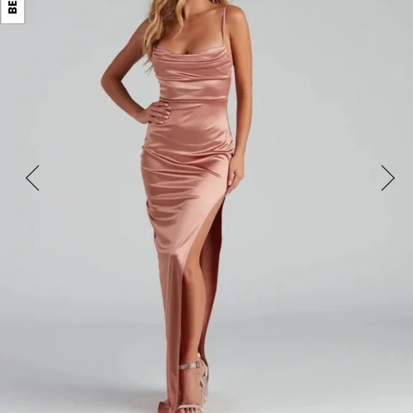 Windsor | Dresses | Windsor High Slit Satin Dress | Poshmark